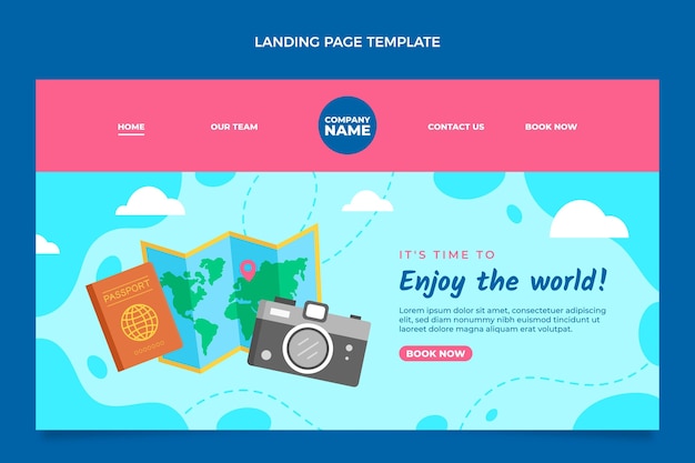 Flat style travel landing page