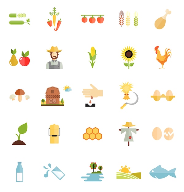 Flat Style Vector Farm Organic Food Icon Isolated