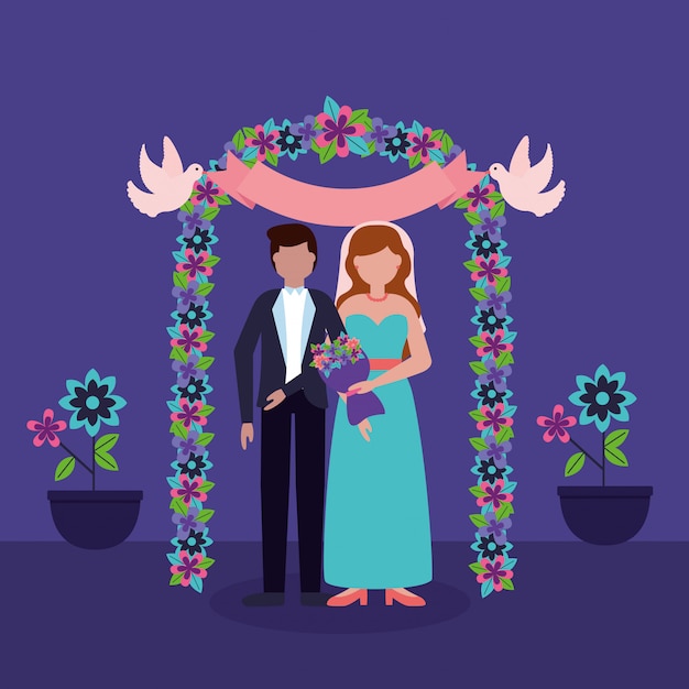 Free Vector in flat style wedding people