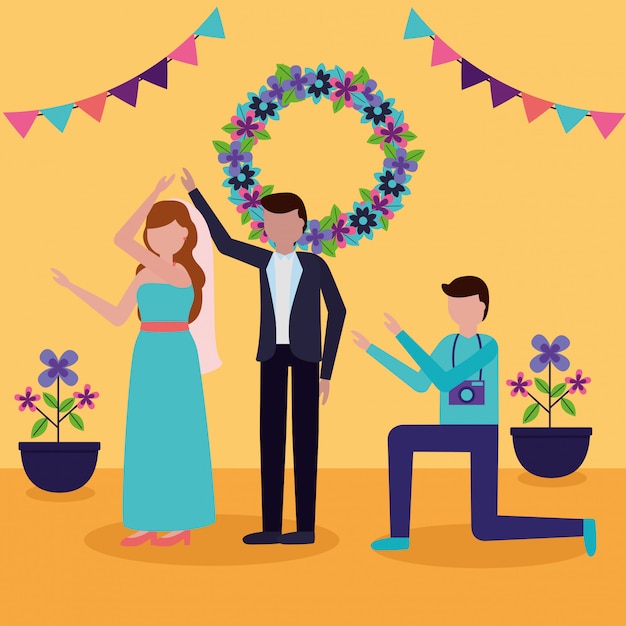 Free vector in flat style wedding people