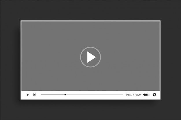 Flat style white video player modern template design