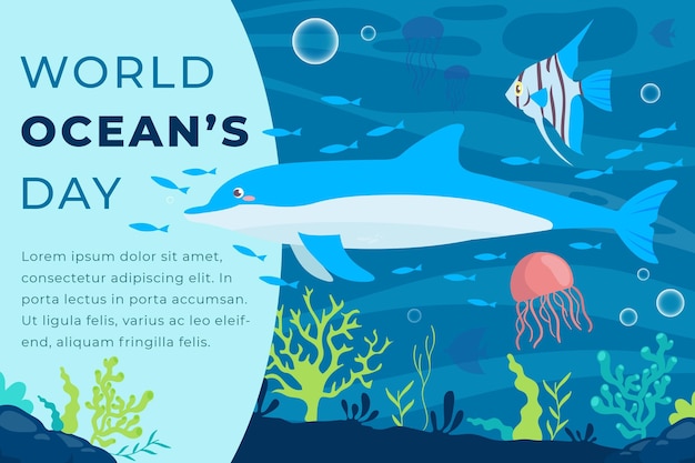 Flat style world oceans day banner