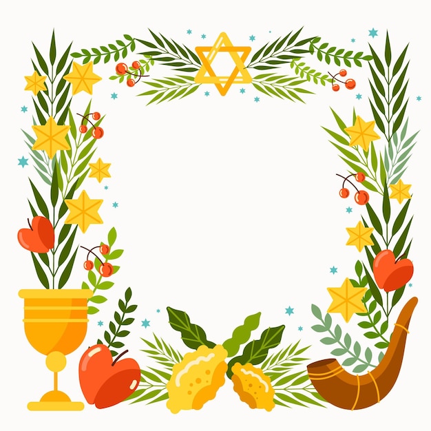 Free Vector flat sukkot frame template