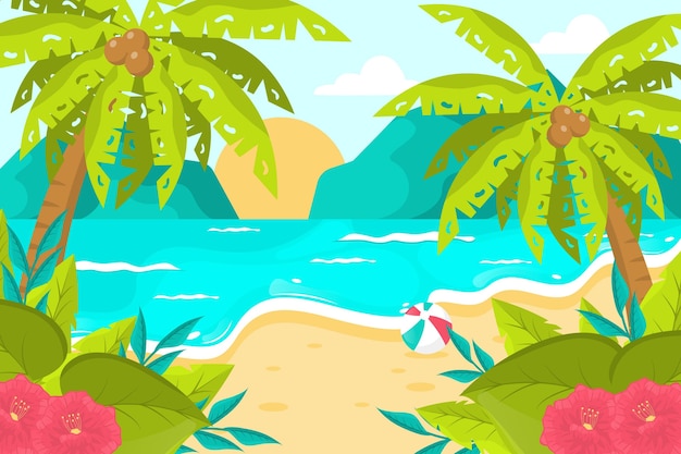 Free Vector flat summer background for videocalls