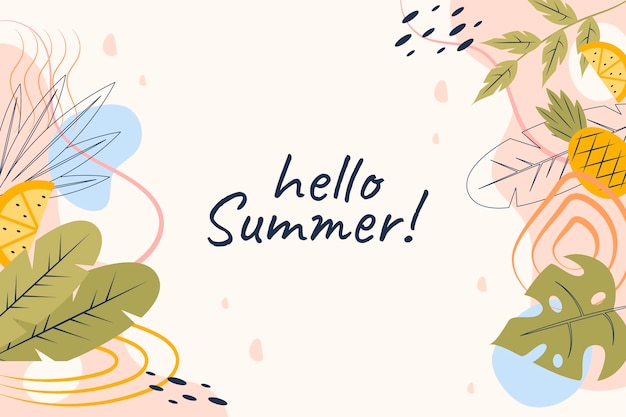 Free Vector flat summer background with leaves