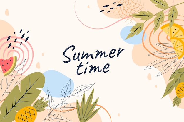 Flat summer background with leaves