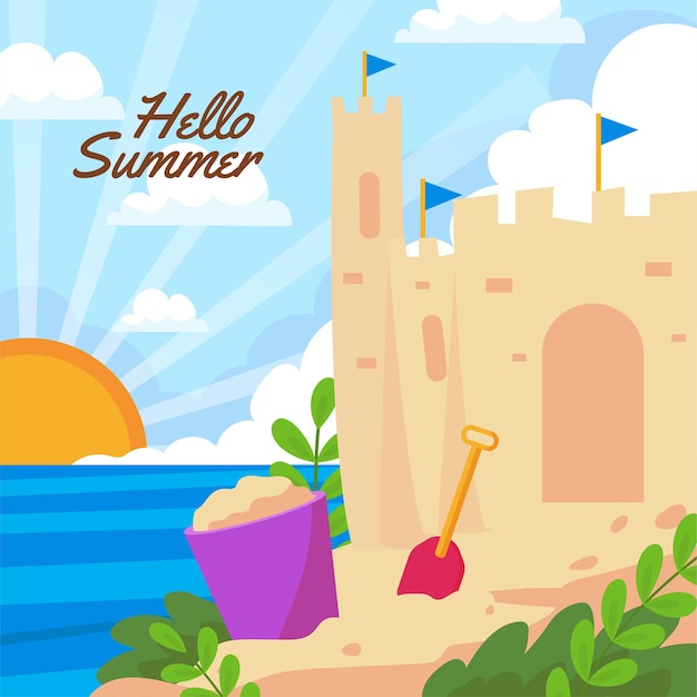 Flat summer background