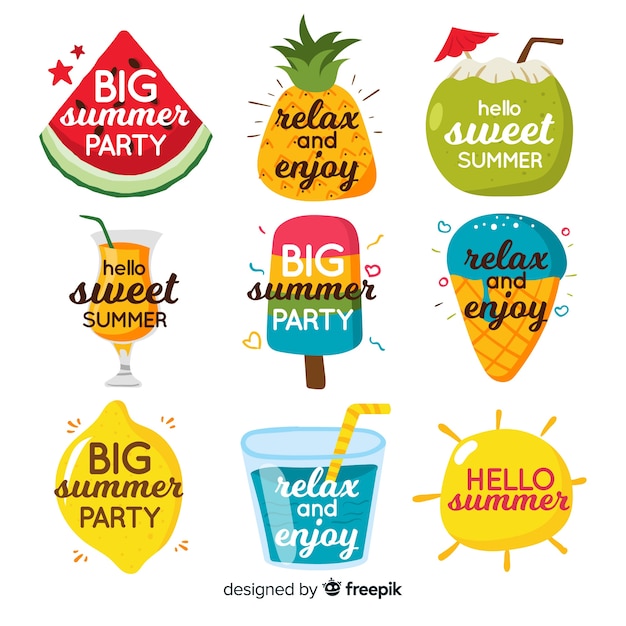 Free Vector flat summer badge collection