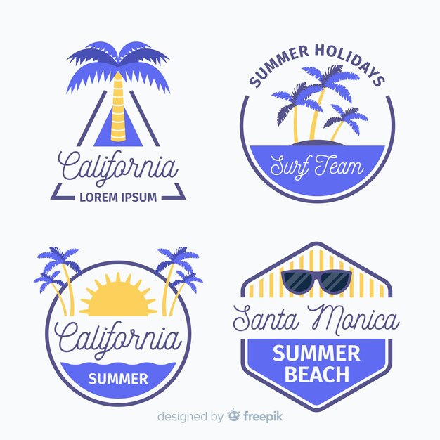 Flat  summer badge collection