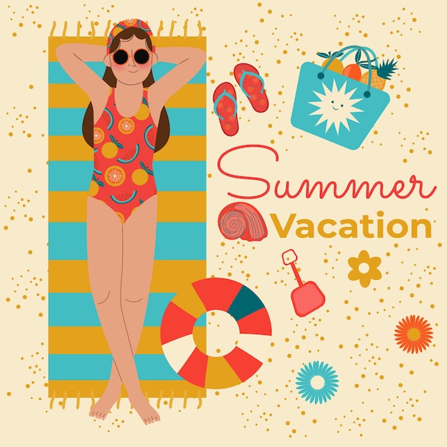 Flat summer break illustration