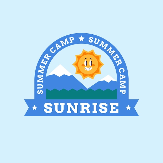 Flat summer camp logo template