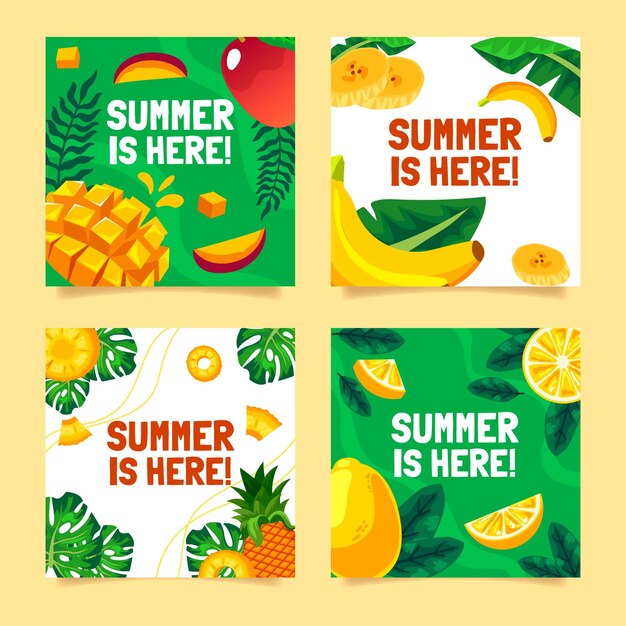 Flat summer cards collection