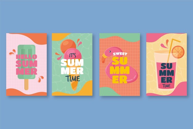 Flat summer cards collection