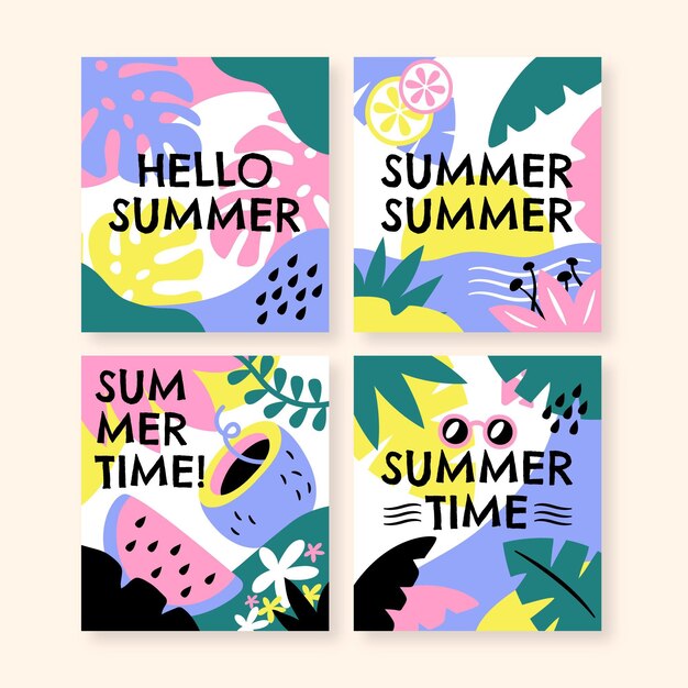 Flat summer cards collection