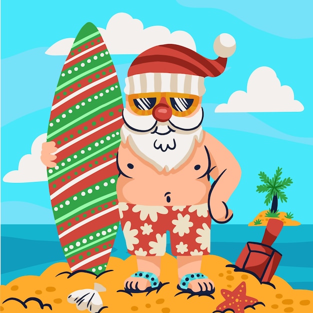 Flat summer christmas illustration