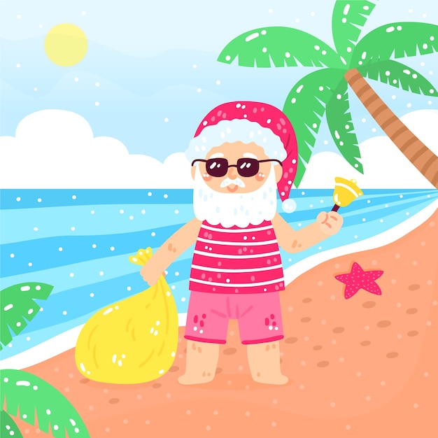 Free Vector flat summer christmas illustration