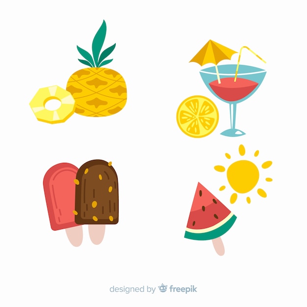 Free Vector flat summer element collection