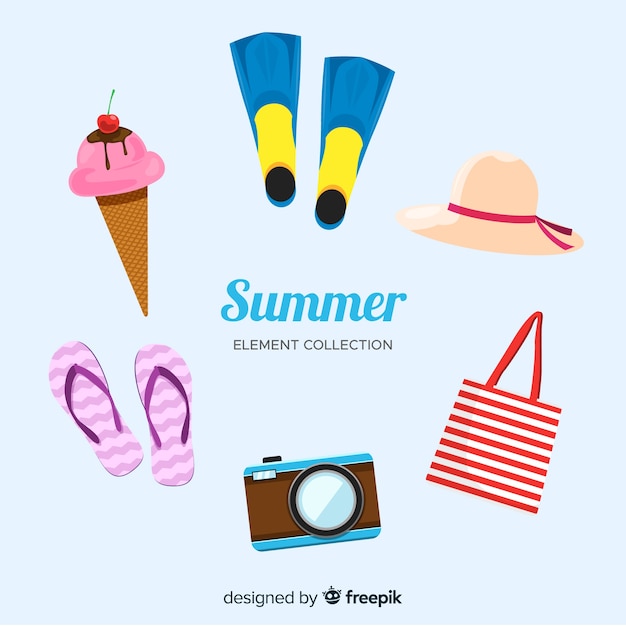 Free Vector flat summer element collection