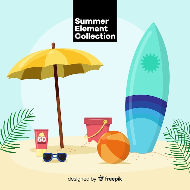 Free Vector flat summer element collection