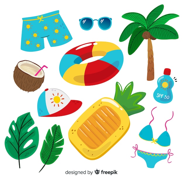 Free Vector flat summer element collection