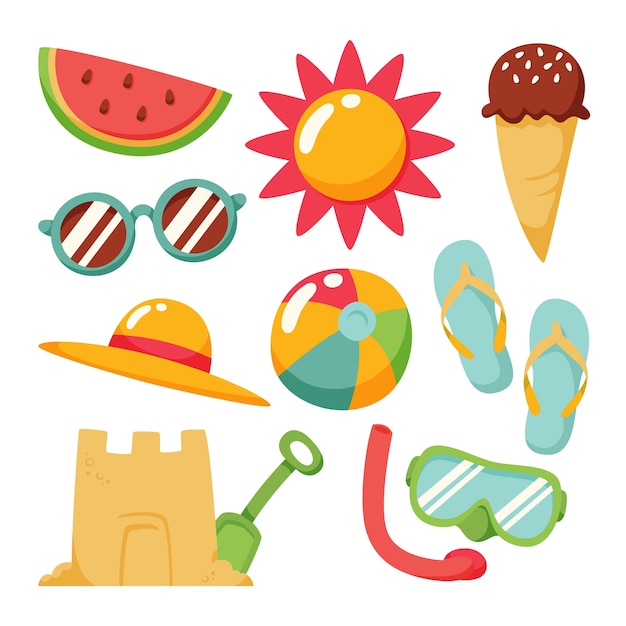 Free Vector flat summer elements collection