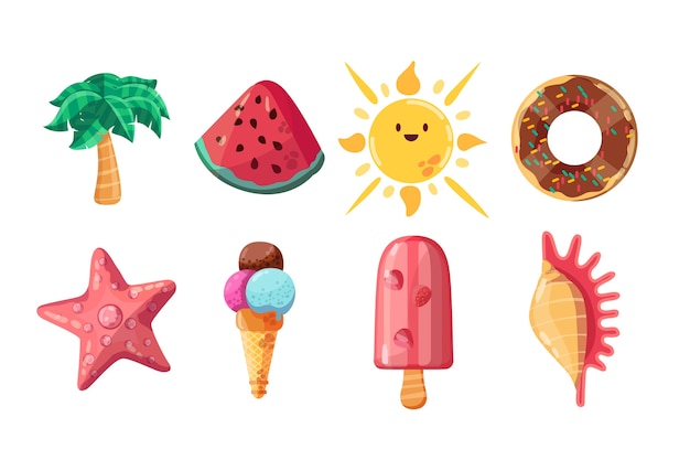 Free Vector flat summer elements collection