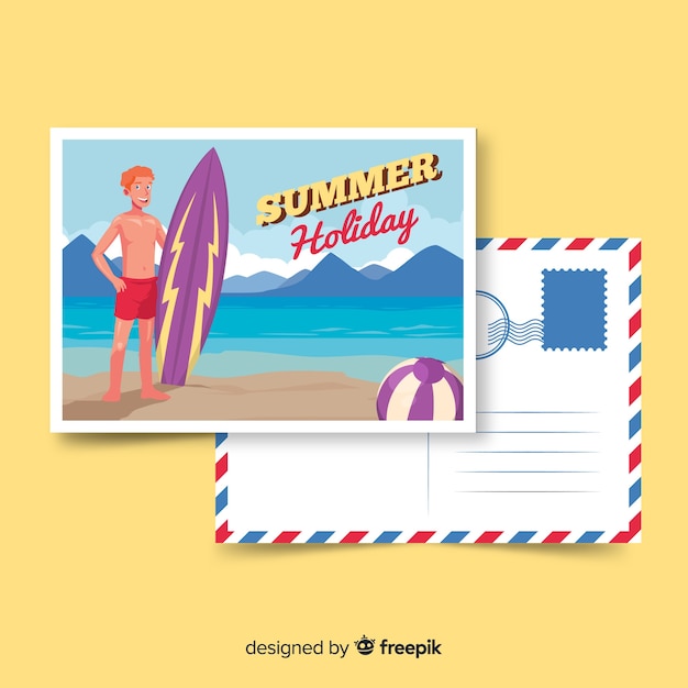 Free Vector flat summer holiday postcard