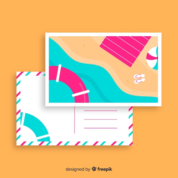 Free Vector flat summer holiday postcard