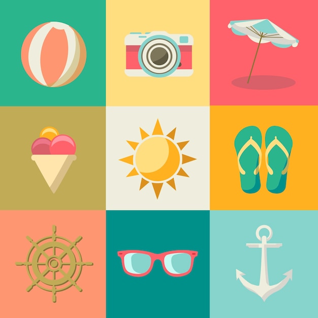 Flat summer icons 