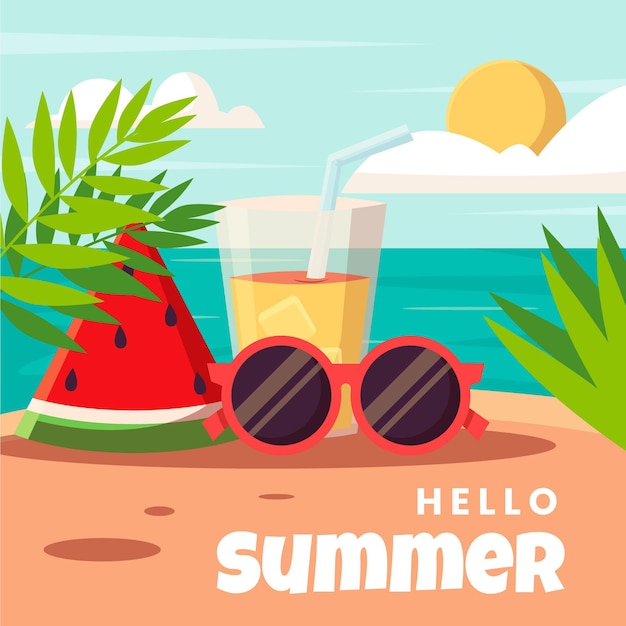 Free Vector flat summer illustration