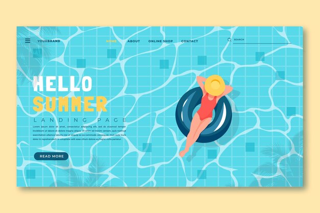 Flat summer landing page template