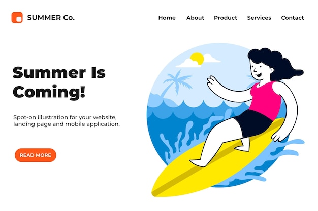 Free Vector flat summer landing page template