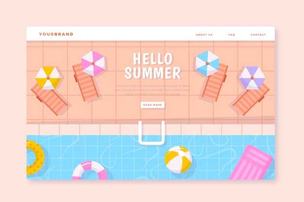 Flat summer landing page template