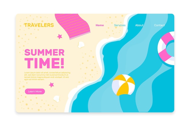 Flat summer landing page template