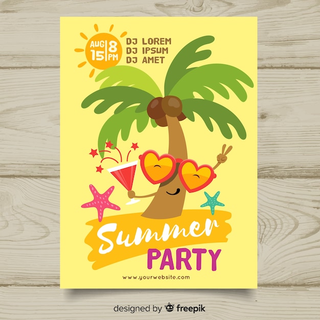  flat summer party poster template