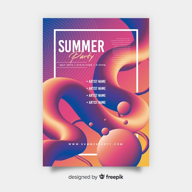 Free vector flat summer party poster template