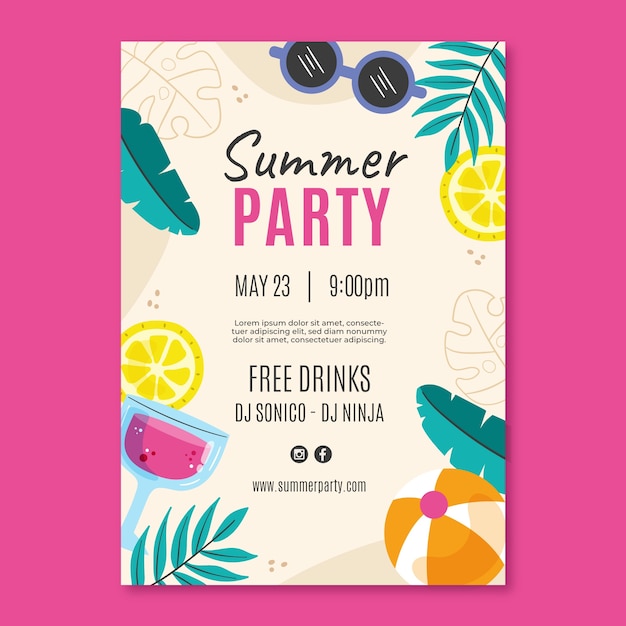 Flat summer party poster