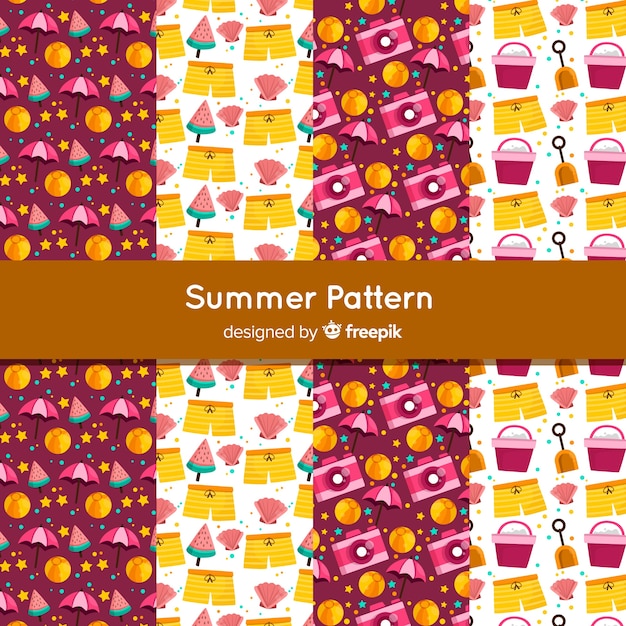 Free Vector flat summer pattern collection