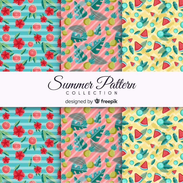 Free Vector flat summer pattern collection