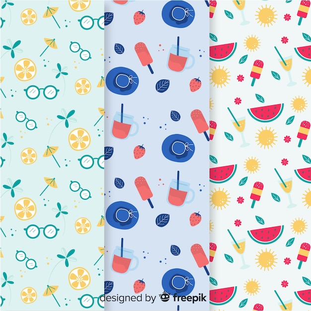 Free Vector flat summer pattern collection