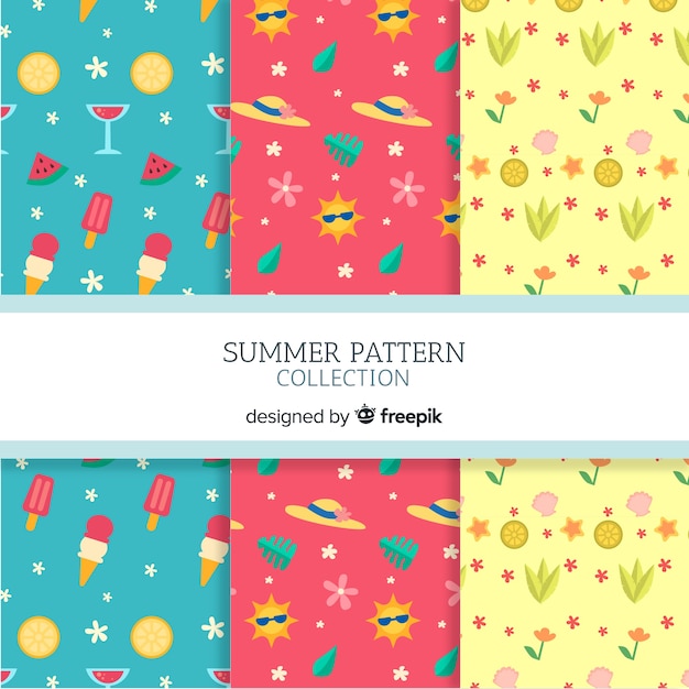 Free Vector flat summer pattern collection