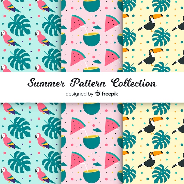 Free Vector flat summer pattern collection