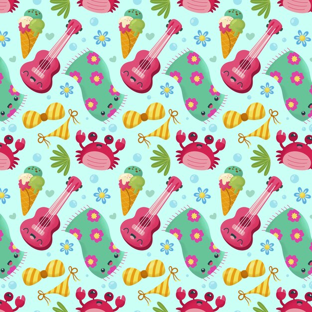 Flat summer pattern design