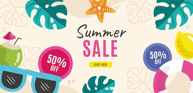 Flat summer sale banner