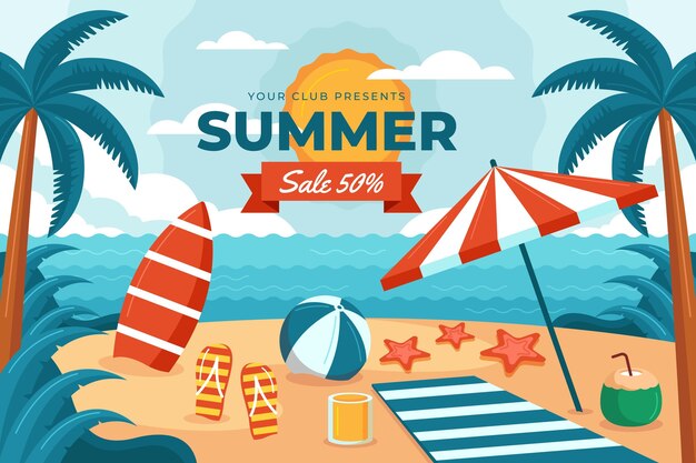 Flat summer sale illustration