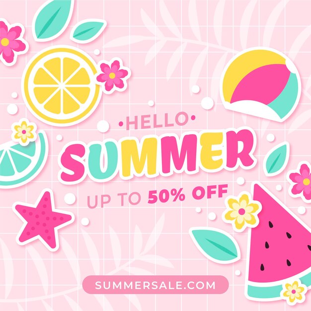 Flat summer sale illustration