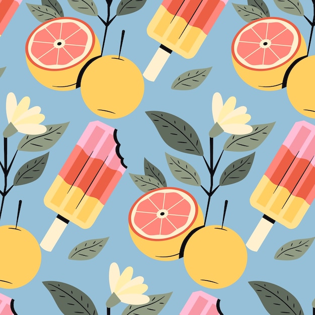 Flat summer season pastel pattern design