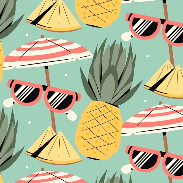 Flat summer season pastel pattern design