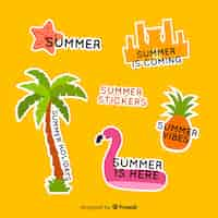 Free vector flat summer stickers collection