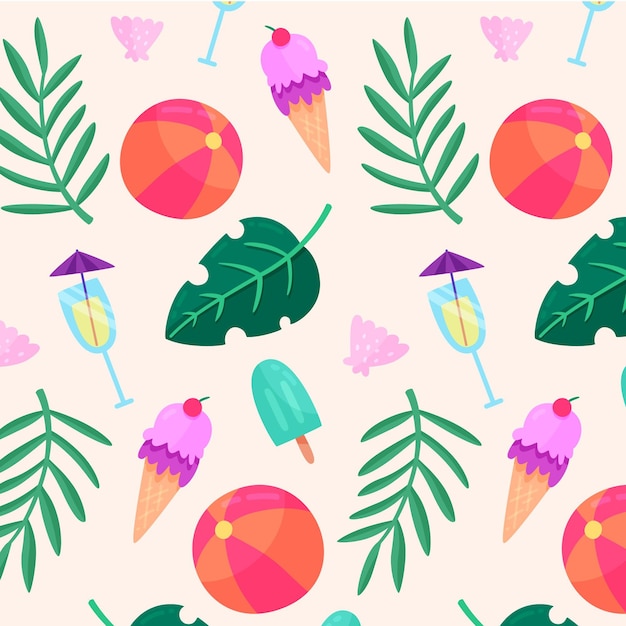 Flat summer tropical pattern